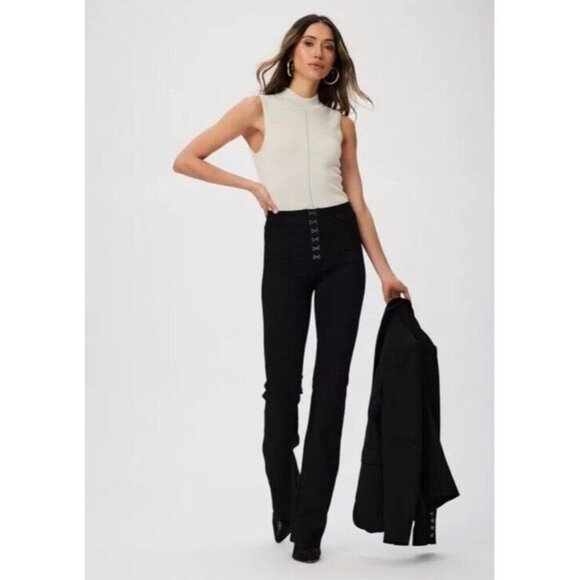 New PAIGE Black Miriel Bootcut Flare Dress pant size 27 - Picture 1 of 13